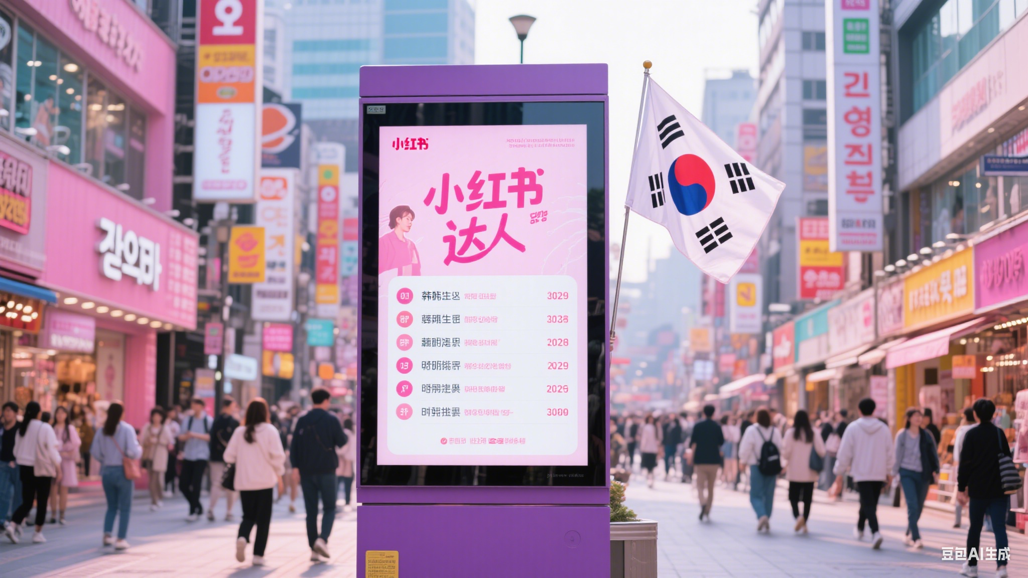 Rank of Xiaohongshu influncers in South Korea
